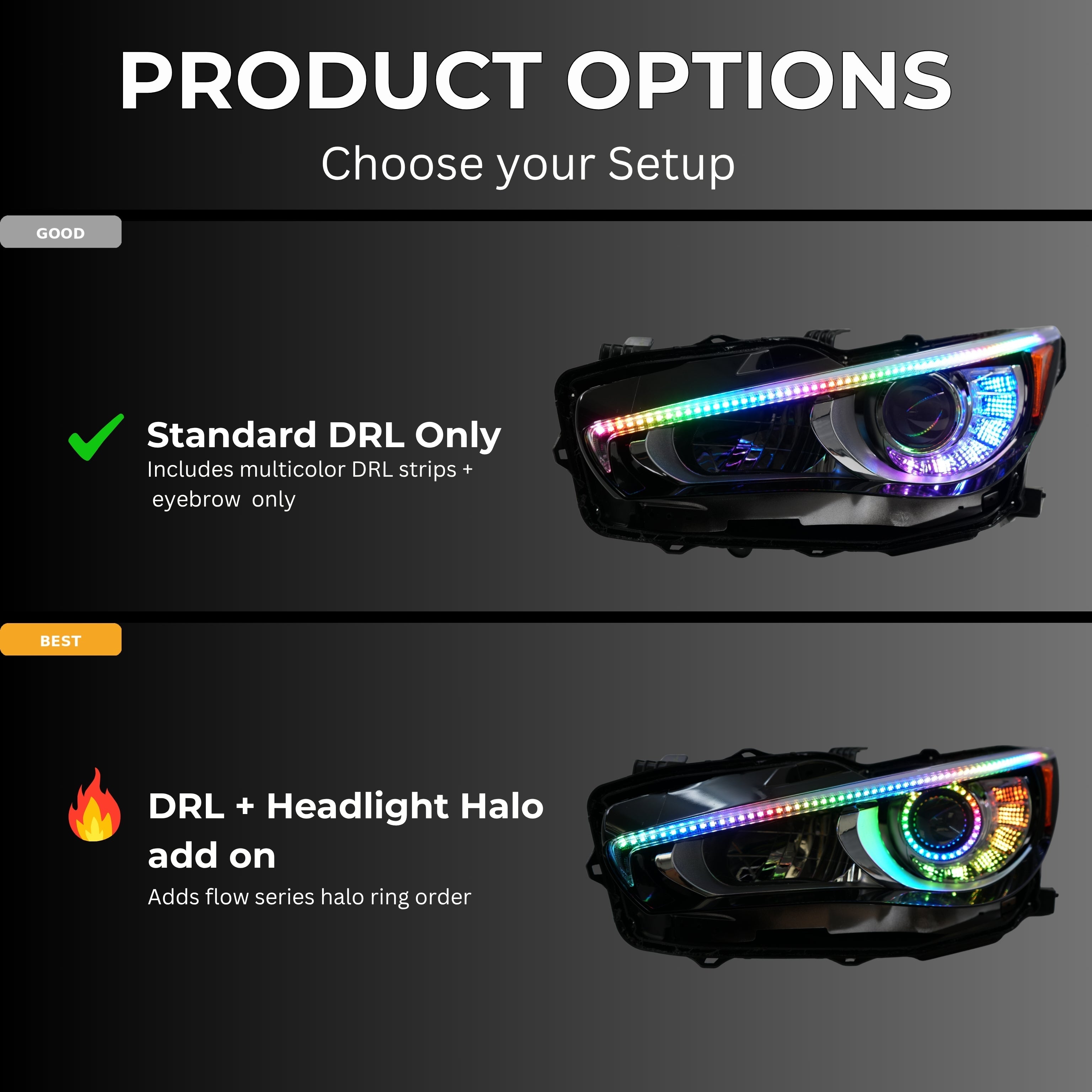 Infiniti Q50 Multicolor Flow DRL Boards (2014–2024)