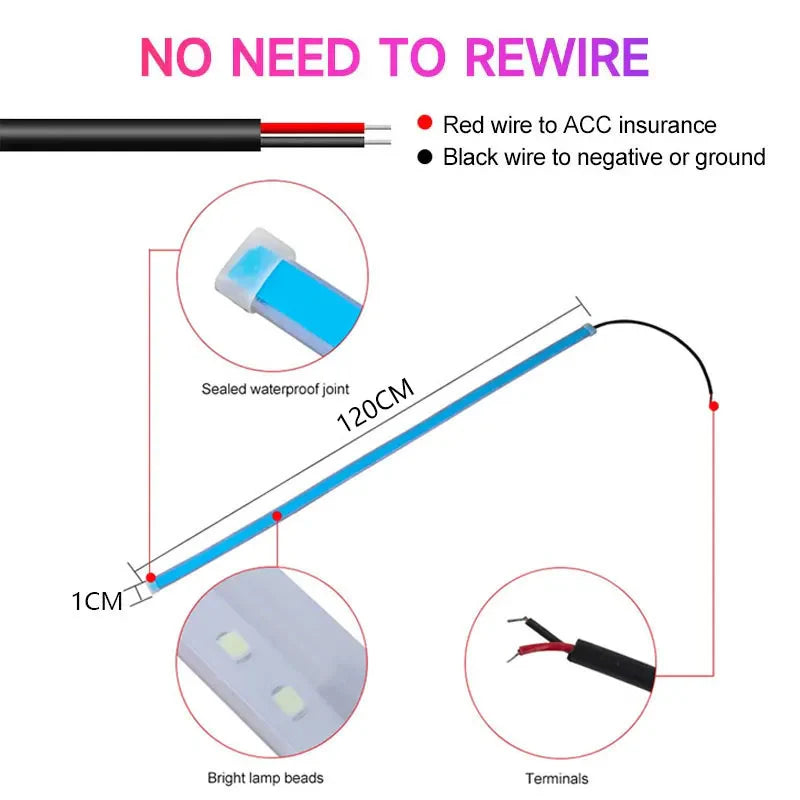 120CM Universal LED Car Atmosphere Light Strip
