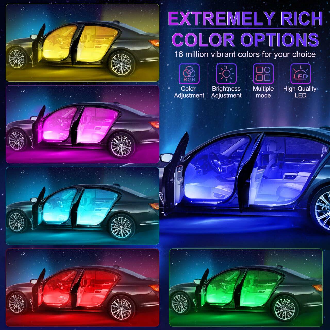 LivTee Accent Interior Car Lights RGB LED App Control Music DIY 2 Lines